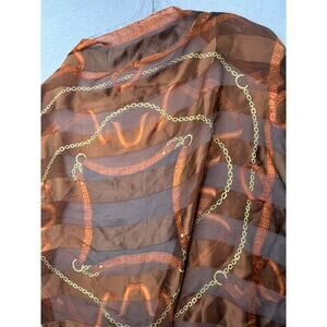 Lucia 100% Silk 35” Square Scarf Chain Print Classy Gold & Brown Medusa Bohemian